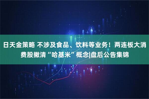 日天金策略 不涉及食品、饮料等业务！两连板大消费股撇清“哈基米”概念|盘后公告集锦